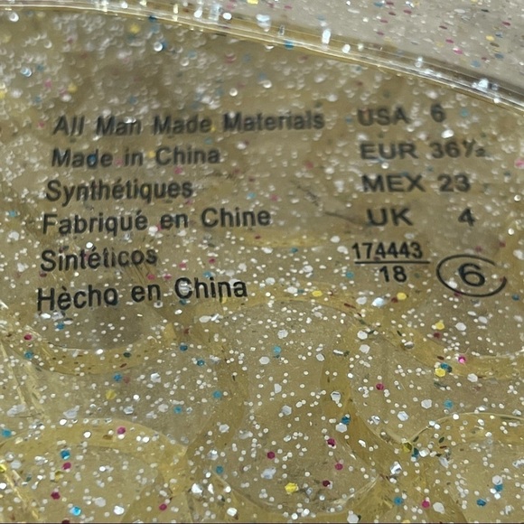 6 Montego Bay Club Gold Glitter Jelly Shoes Slip On Sandals Shimmer 90s Y2k - Picture 7 of 9